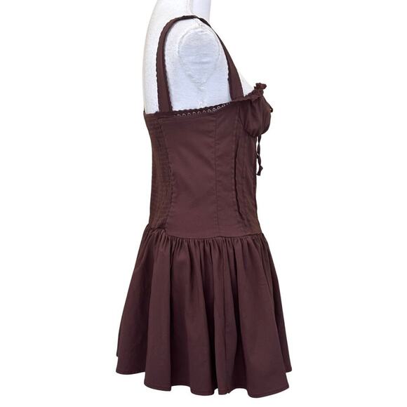 Coquette, milmaid mini dress, brown, medium, cottagecore, dollcore, romantic - Picture 2 of 6